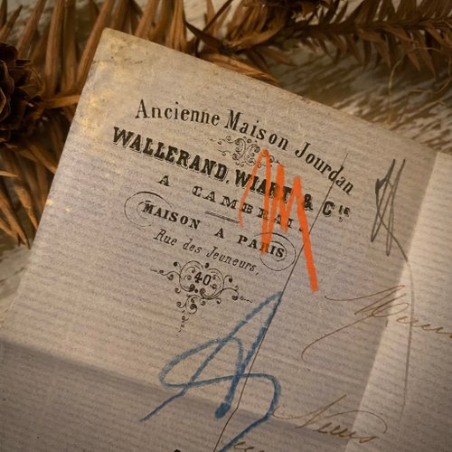 台湾 19 世紀のフランスの手書きのアンティーク手紙（郵便料金付き