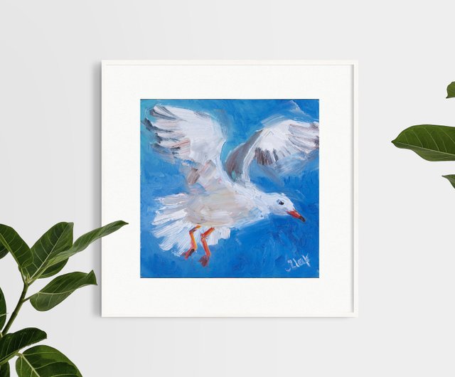 送料無料 10%OFF】ロシア カモメ油絵カモメ原画ハエ鳥アートワークシー