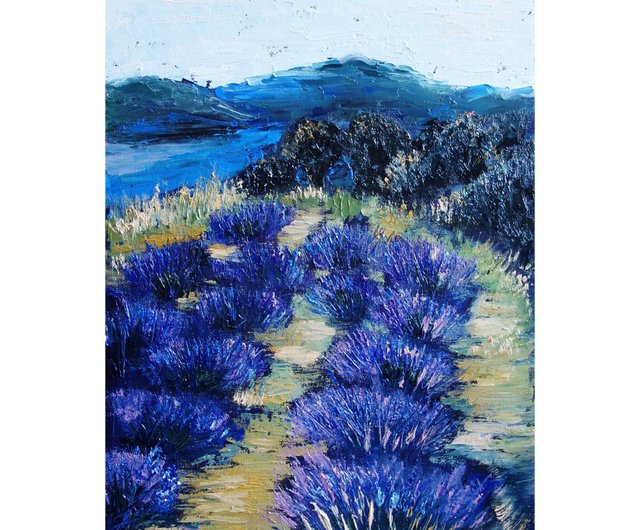 ロシア ラベンダー畑絵画油絵オリジナルアート油畫原作牧草地アート