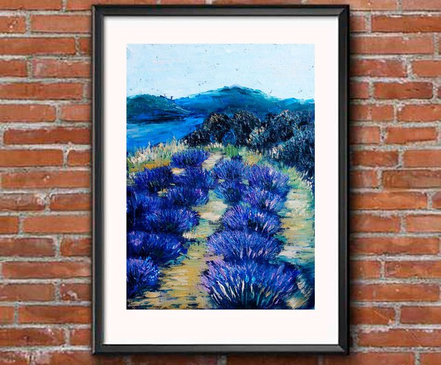 ロシア ラベンダー畑絵画油絵オリジナルアート油畫原作牧草地アート