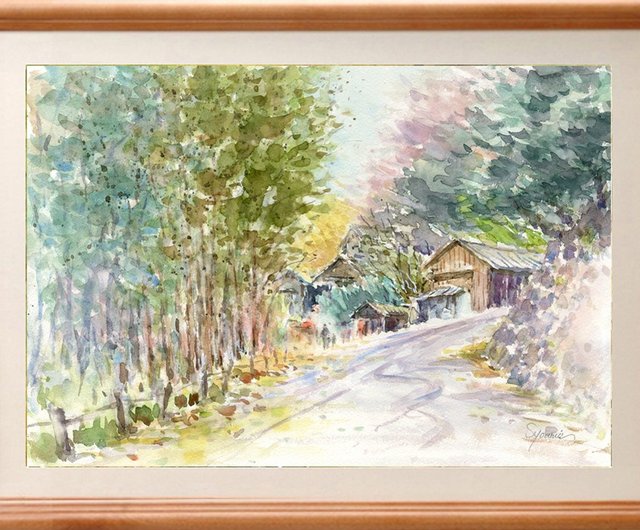 送料無料】水彩画原画 里山の秋4 松下勝明 - Pinkoi