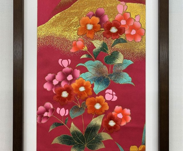 色打掛からつくるアートパネル vintage kimono 刺繍着物 和モダン 和風