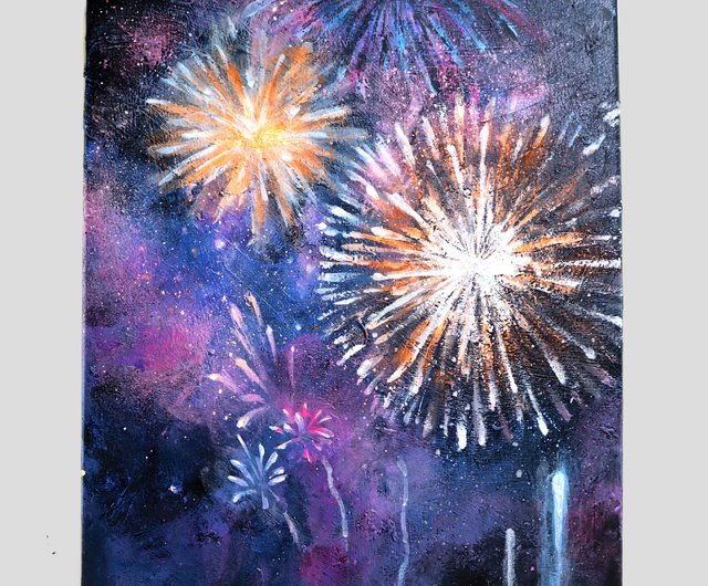 台湾 【体験・アクティビティ】夏の華やかな花火 - アクリル画 原画