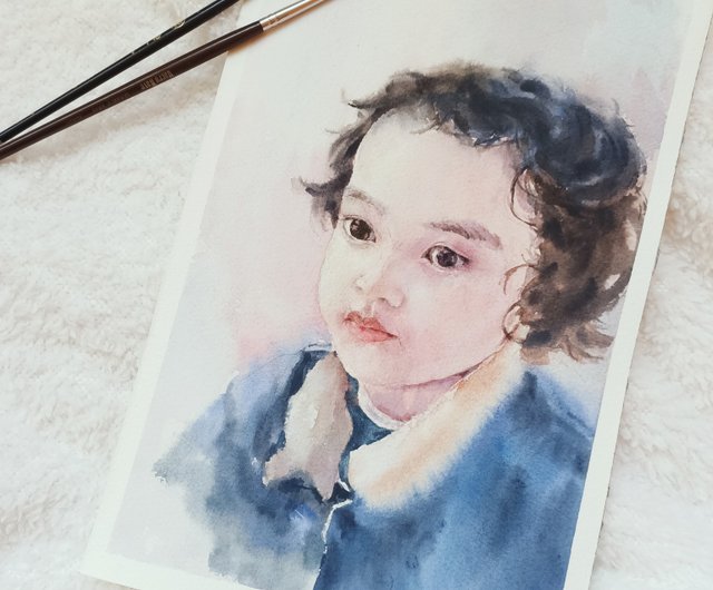 送料無料】台湾 19*26cmから始まるカスタマイズされた水彩人物画/記念