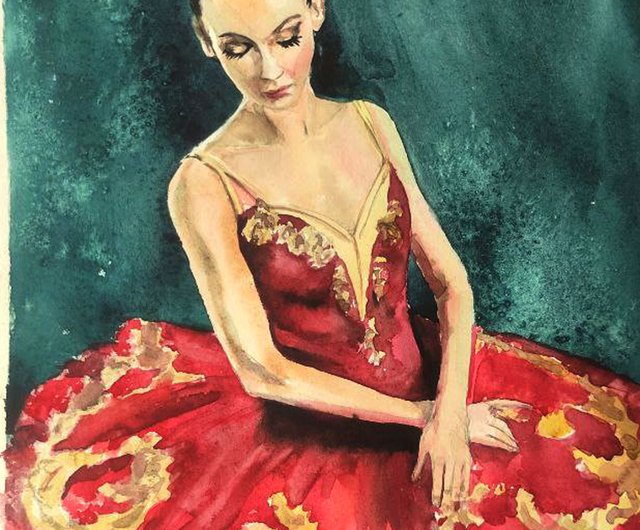 送料無料】ロシア バレリーナ 絵画 水彩画 原画 バレエ 水彩画 ダンス