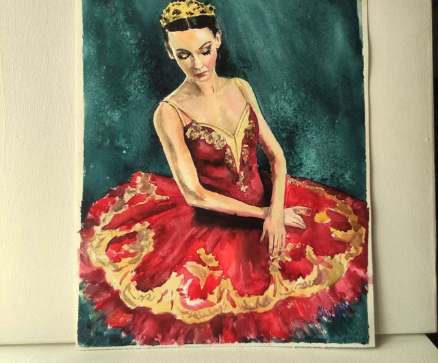 送料無料】ロシア バレリーナ 絵画 水彩画 原画 バレエ 水彩画 ダンス