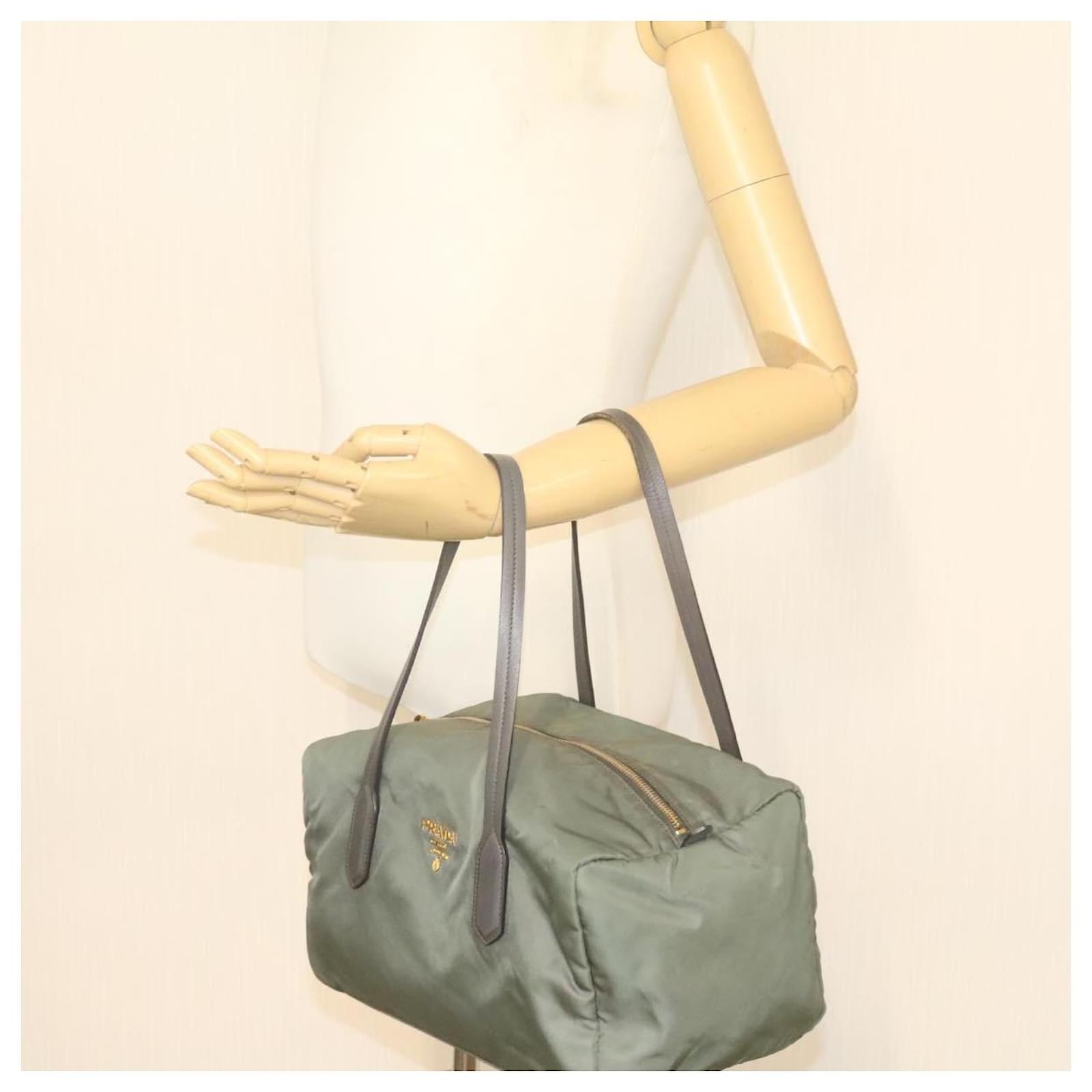 PRADA Nylon Mini Boston Hand Bag Khaki Auth ar4128 Cloth ref