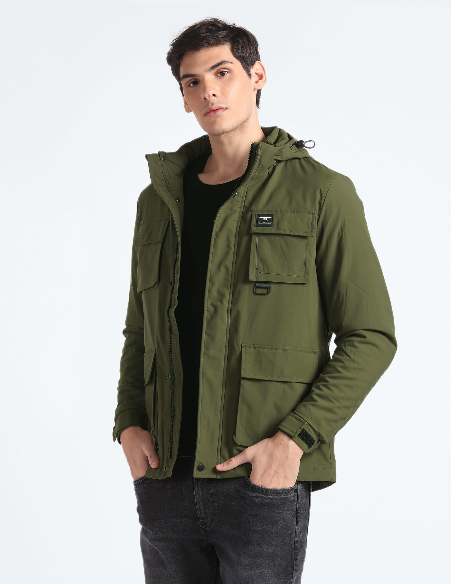 Buy Flying Machine Solid Hooded Jacket - NNNOW.com