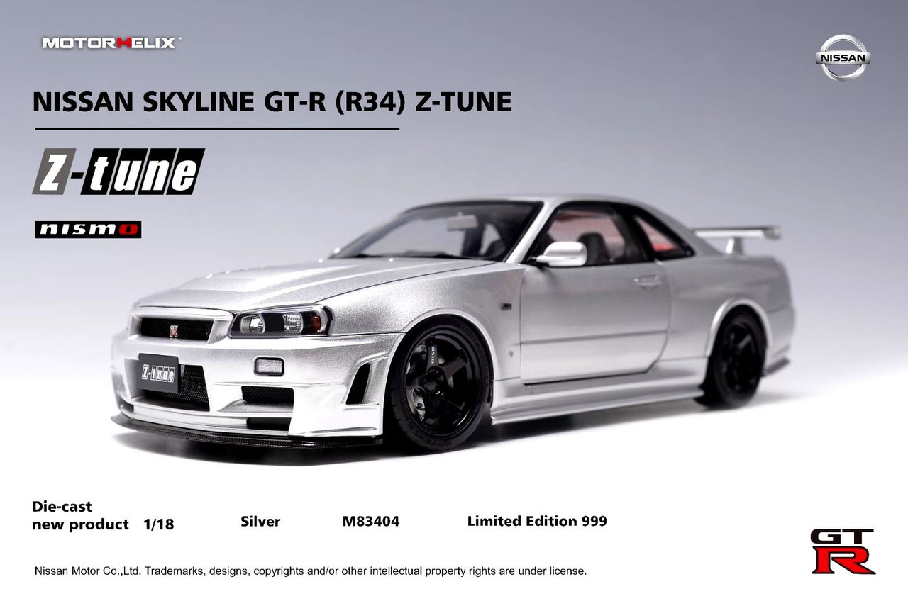 1/18 Motorhelix Nissan Skyline GT-R GTR (R34) Z-Tune (Silver