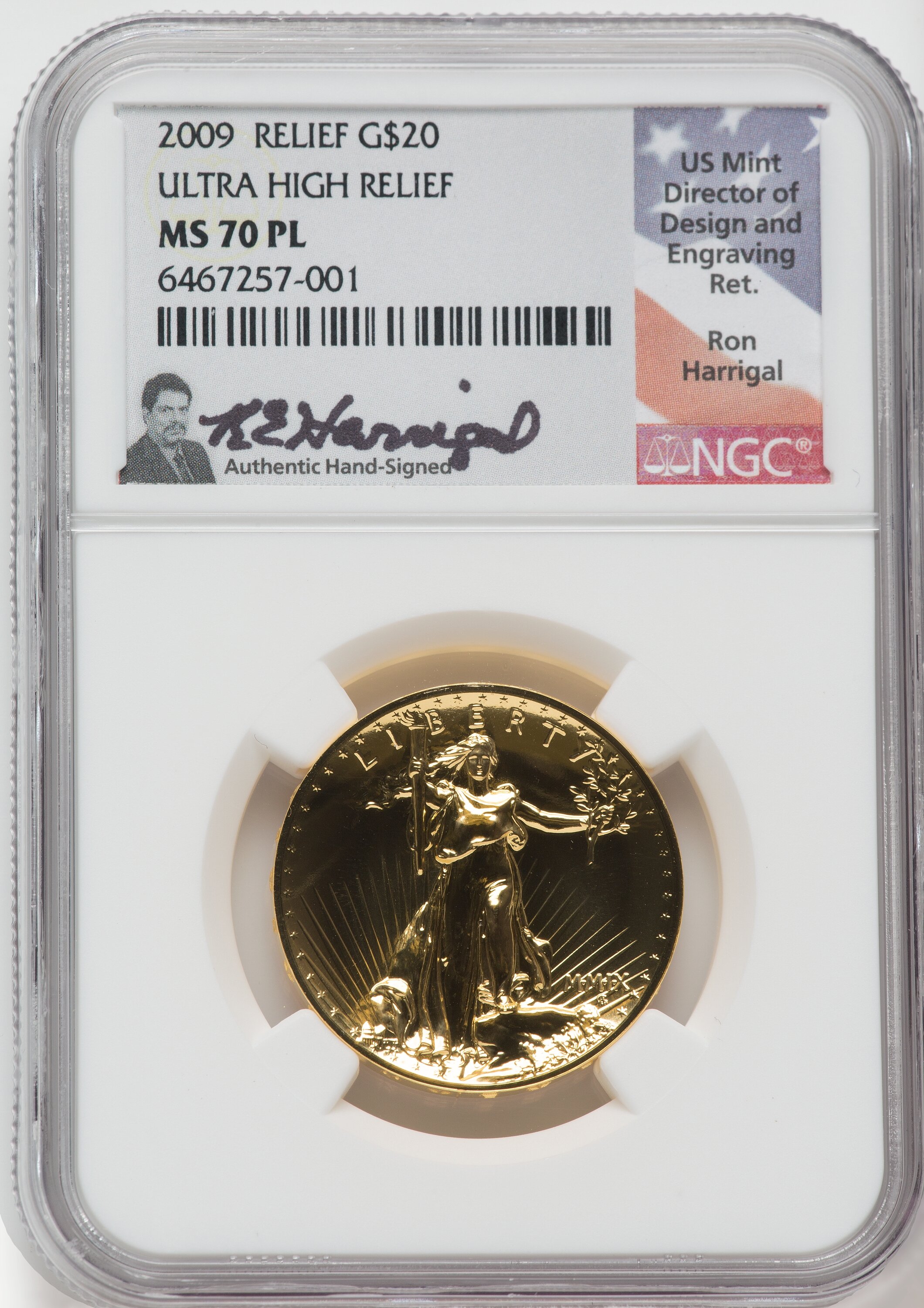 2009 Ultra High Relief Gold Double Eagle NGC MS70 Ron Harrigal