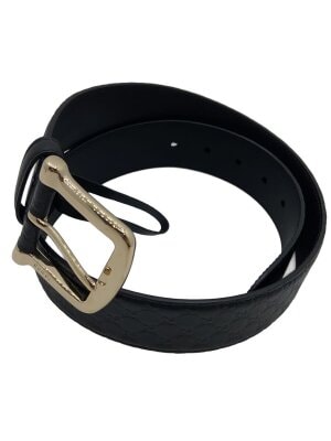 GUCCI(グッチ) / タイガーヘッドバックル/ベルト/レザー/BLK/メンズ