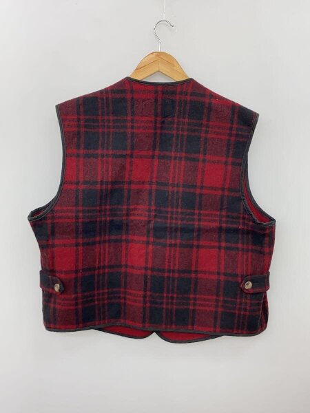 80´s美品WoolrichウールリッチUSA製ベスト赤チェックXL裏地ファー
