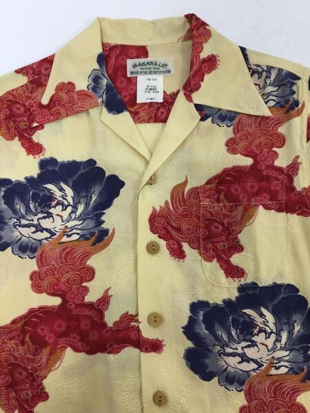 MAKANALEI(マカナレイ) / 唐獅子牡丹/アロハシャツ/XS/シルク/BEG
