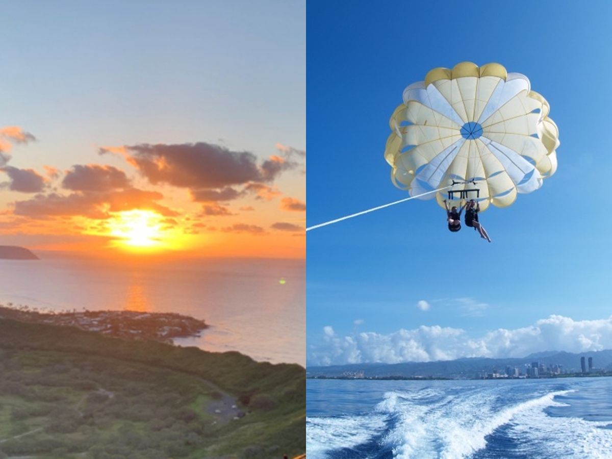 ダイヤモンドヘッド日の出ハイキング＋パラセーリングツアー 110m