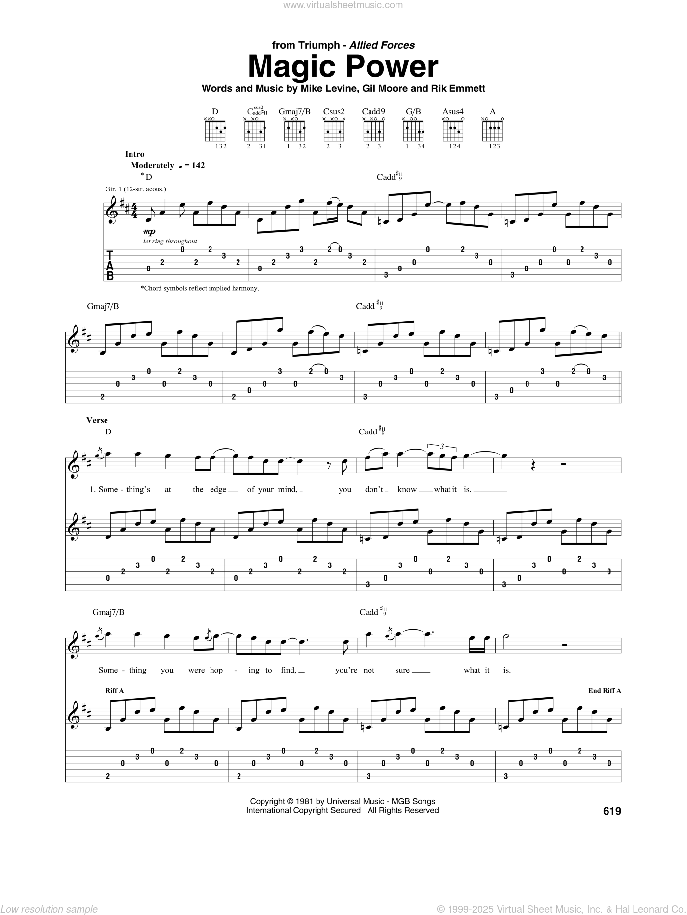 Magic Power sheet music for guitar (tablature) (PDF)