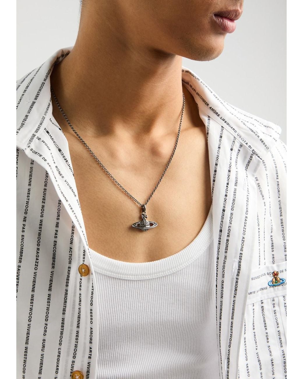 Vivienne Westwood Mini Bas Relief Orb Necklace in White for Men | Lyst
