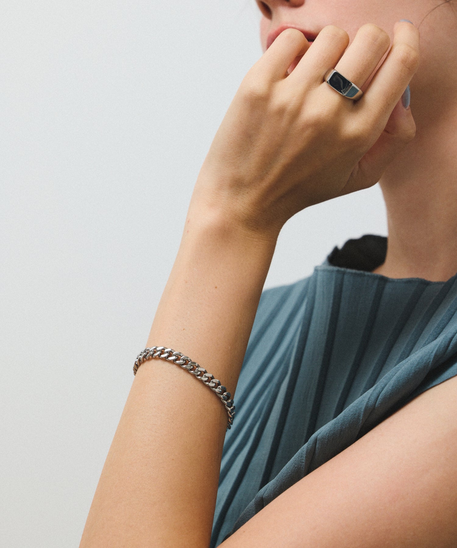 シルバー]チェーンブレスレット/6mm