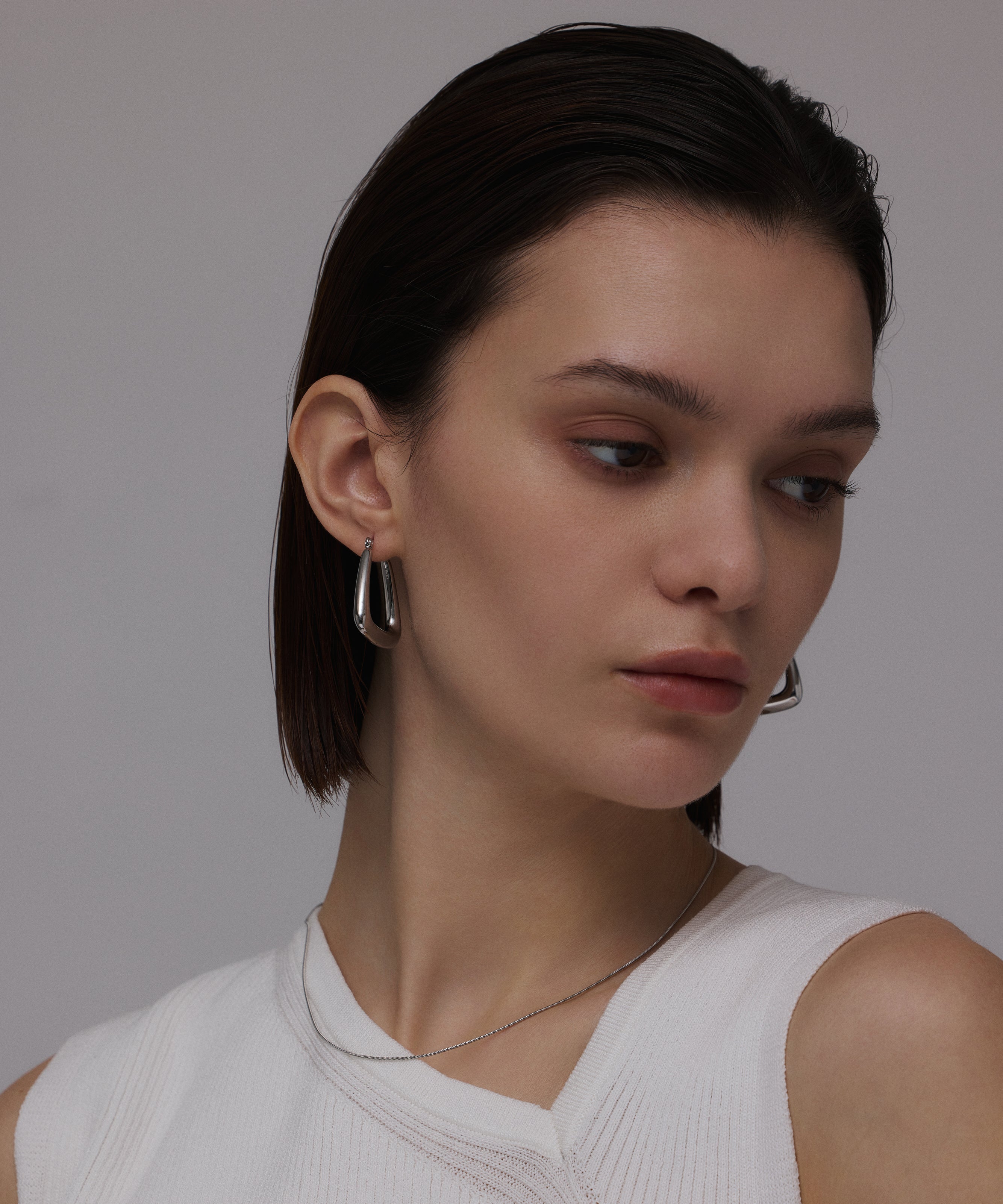 シルバー]0.8mmスネークチェーンネックレス/39cm