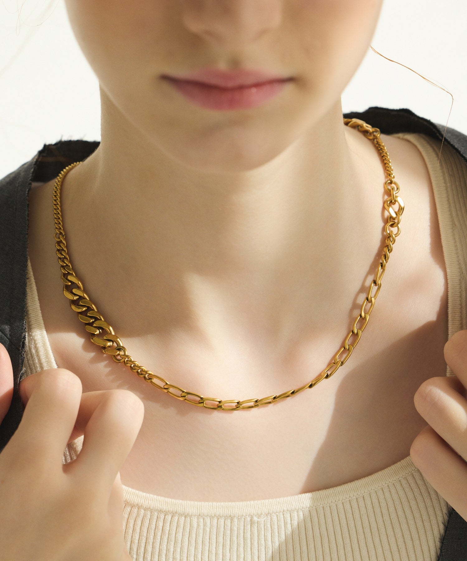 ゴールド]MIXチェーンネックレス