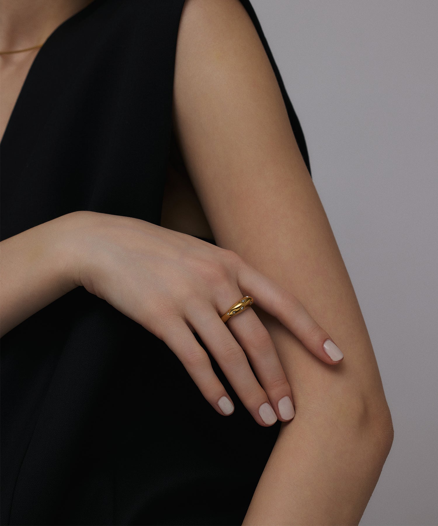 ゴールド]セグメントストーンリング