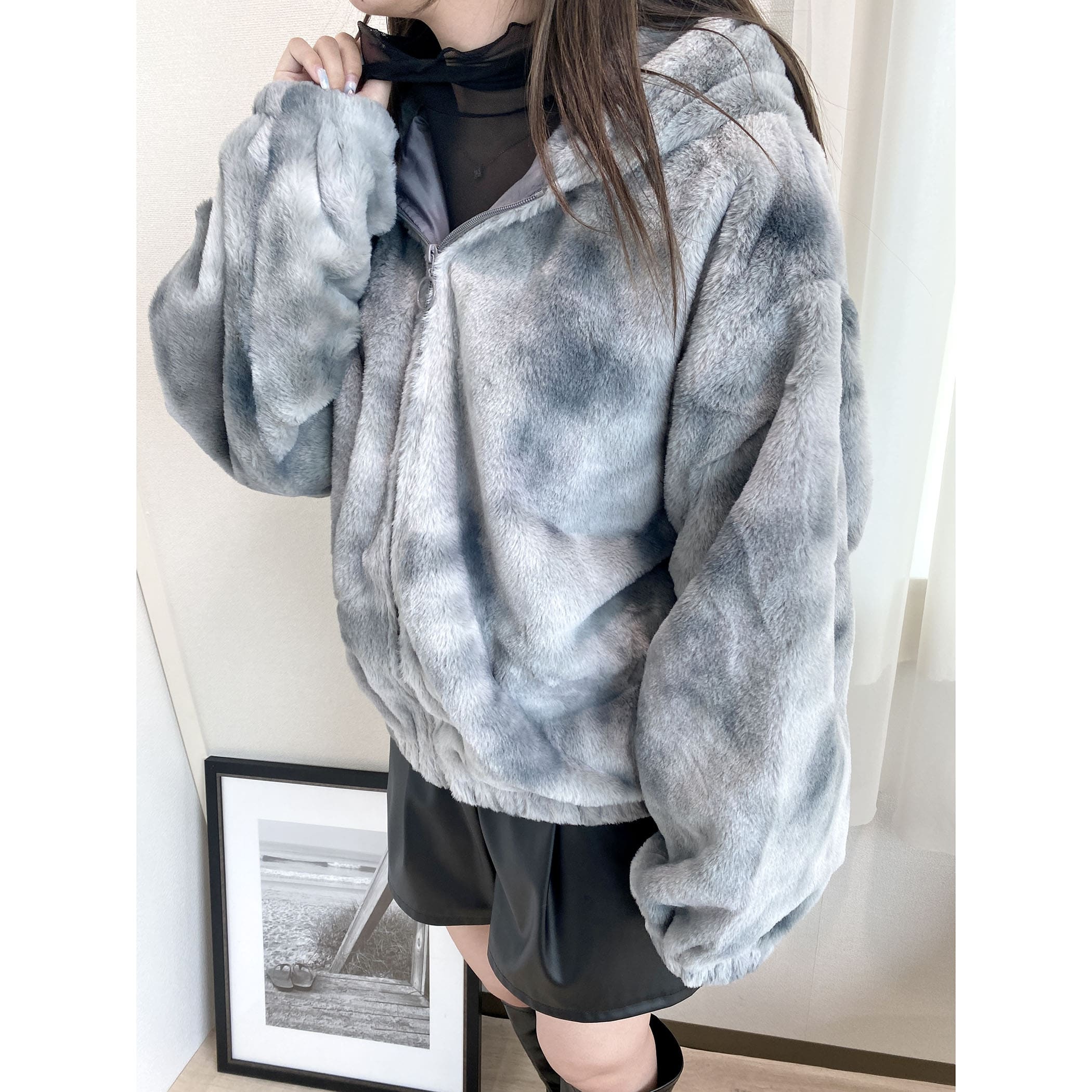 タイダイ柄ファーブルゾン｜コート｜CECIL McBEE(セシルマクビー