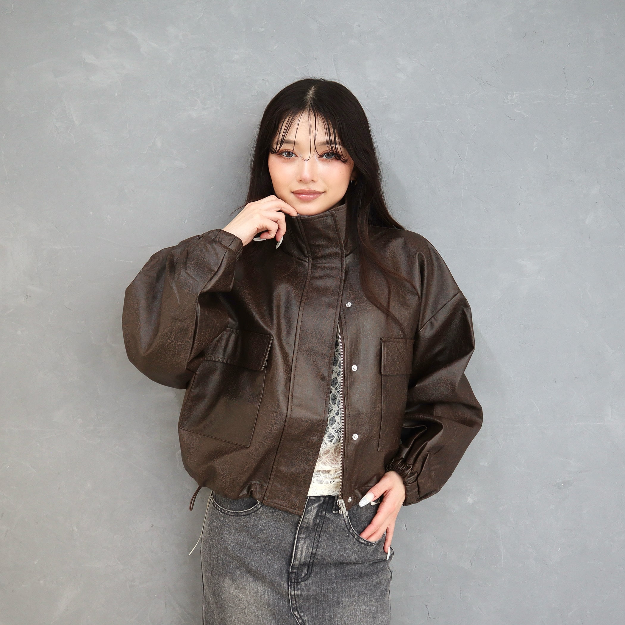 フェイクレザージップアップジャケット｜ジャケット｜CECIL McBEE