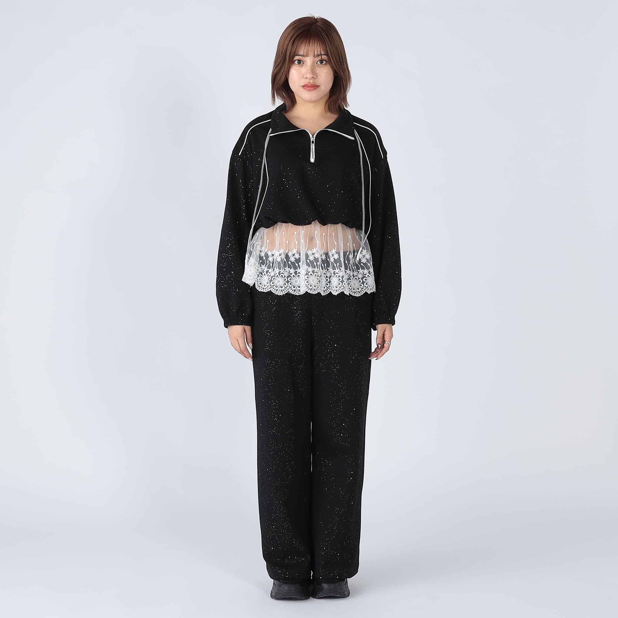 セットアップ レースドッキングハーフジップパーカー＆パンツSET