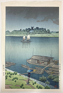 川瀬 巴水 Hasui Kawase 春の月（二宮海岸） | ONLINE STORE | Walls Tokyo