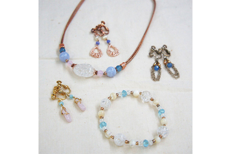 彩りハンドメイド天然石アクセサリーよくばり5点(イヤリング3点