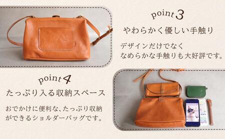 大人可愛いがまぐちショルダーバッグ Sサイズ【キャメル】 博多革工房