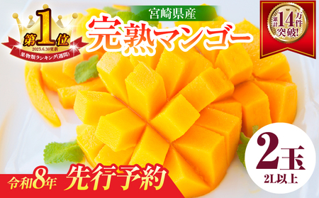 リピーター続出!!数量限定 宮崎県産 完熟 マンゴー 2L以上×2玉 令和8年