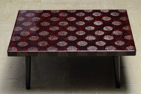 寄附金額見直しました】津軽塗 折足テーブル 梨黒 赤 伝統工芸 漆器