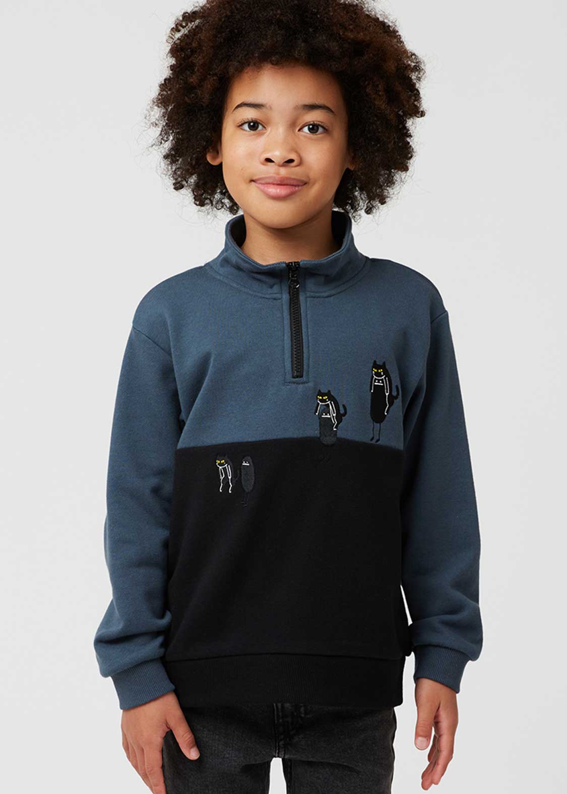 ネコカブリビューティフルシャドー｜ハーフジップスウェット｜キッズ