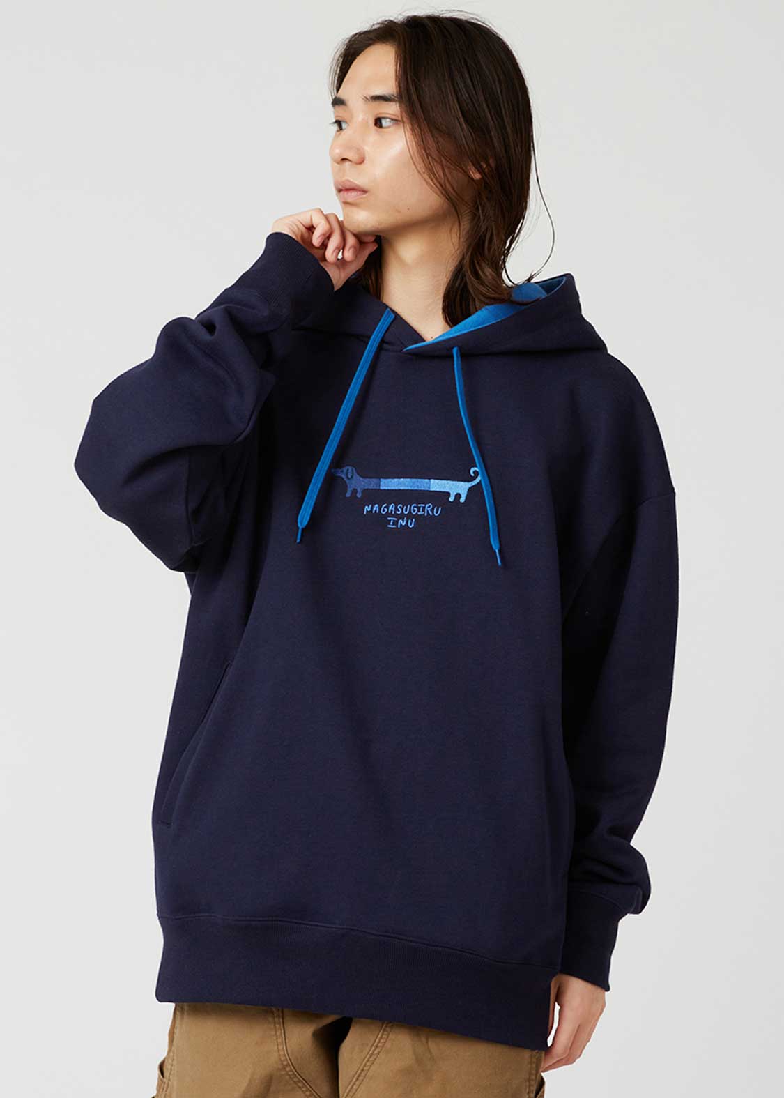 ナガスギルイヌ｜裏起毛ビッグシルエットパーカー｜ユニセックス