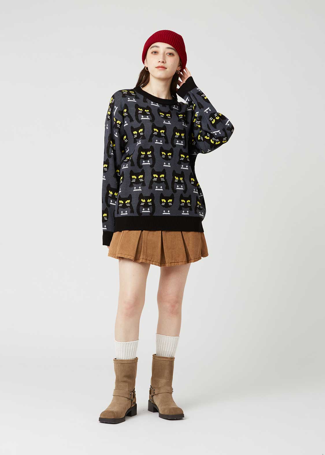 ネコカブリビューティフルシャドー｜ウォッシャブルジャカードニット