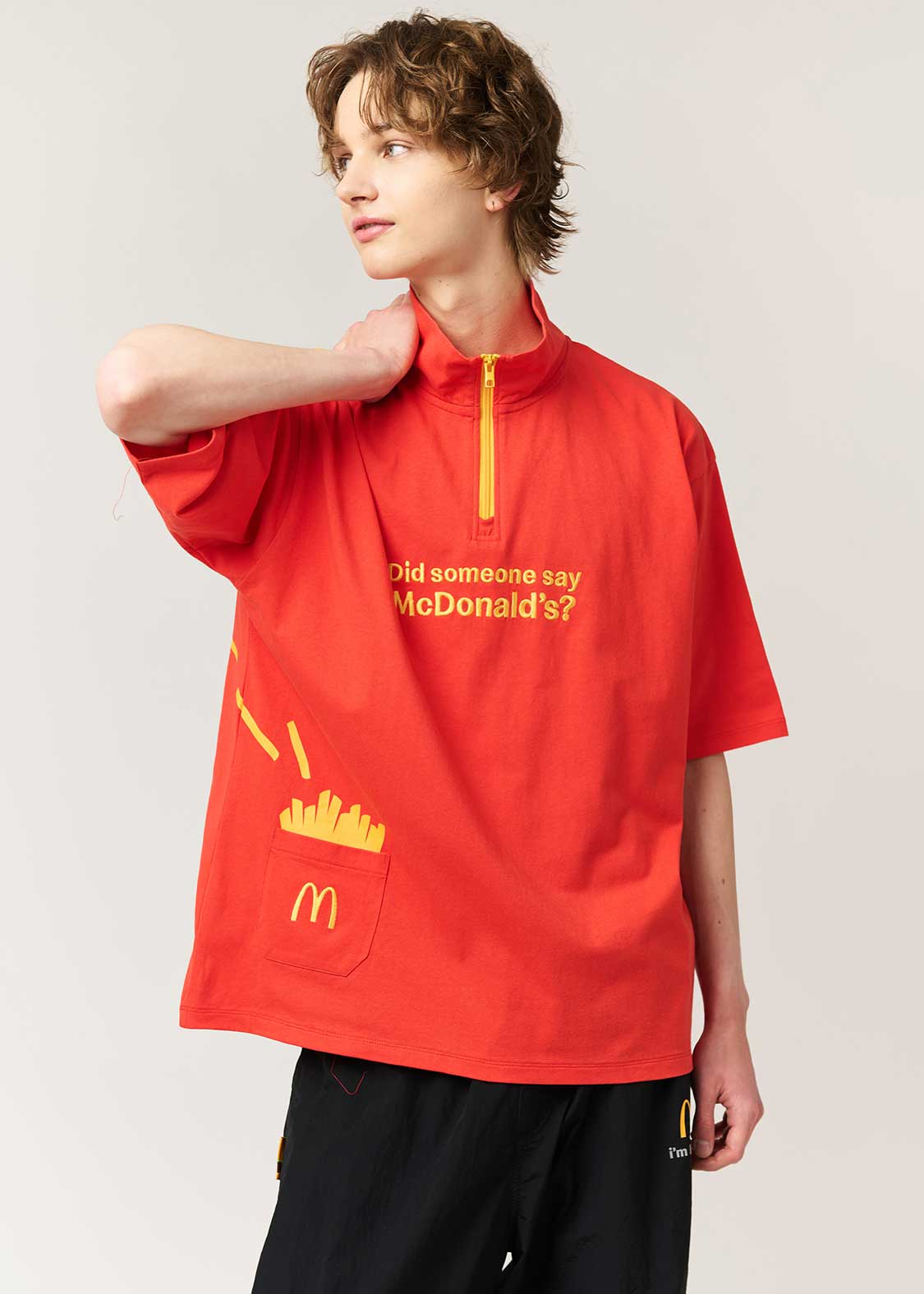 マクドナルドのお味はいかが？｜ハーフジップビッグシルエットTシャツ