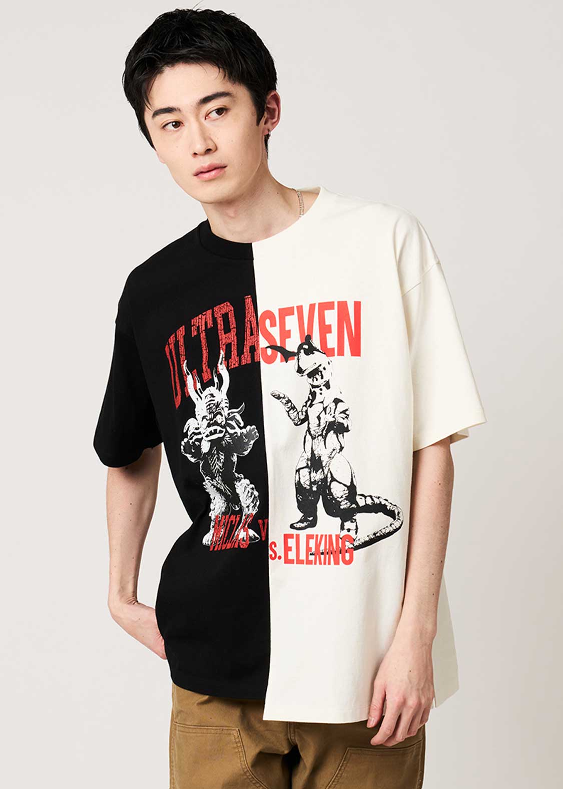 ミクラスVSエレキング ｜切替ビッグシルエットTシャツ｜ユニセックス