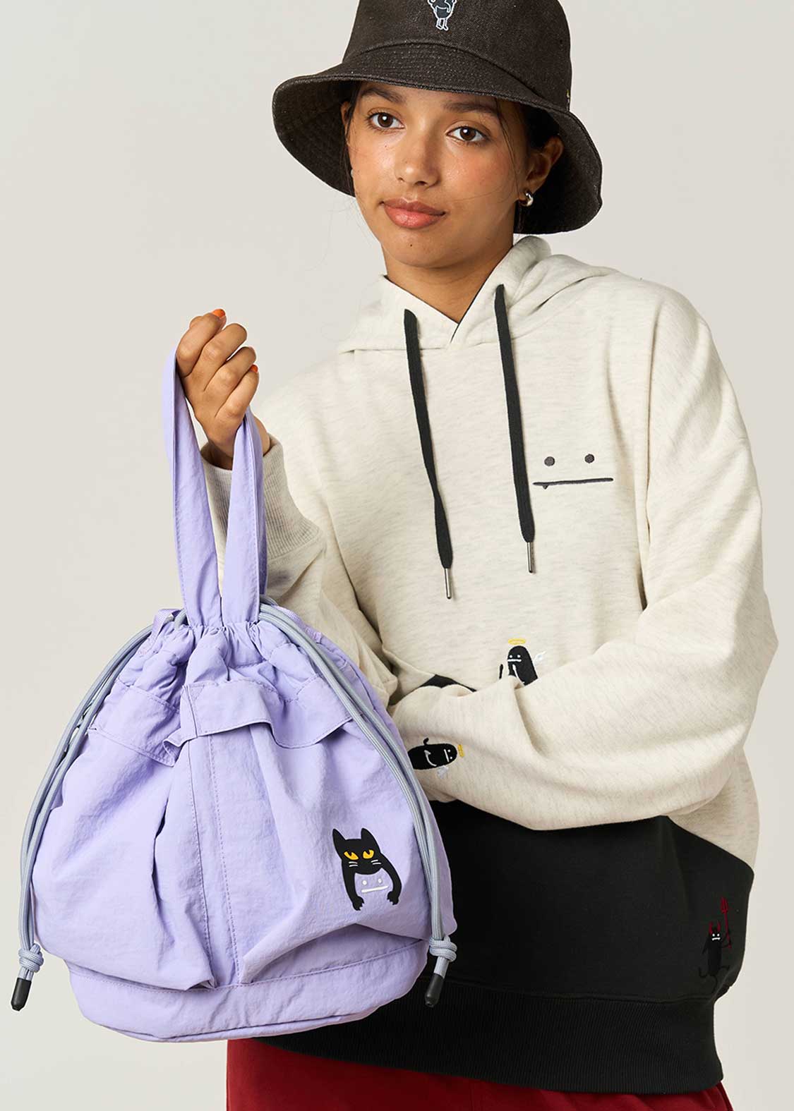 ネコカブリビューティフルシャドー｜ストリングバックパック｜ユニ