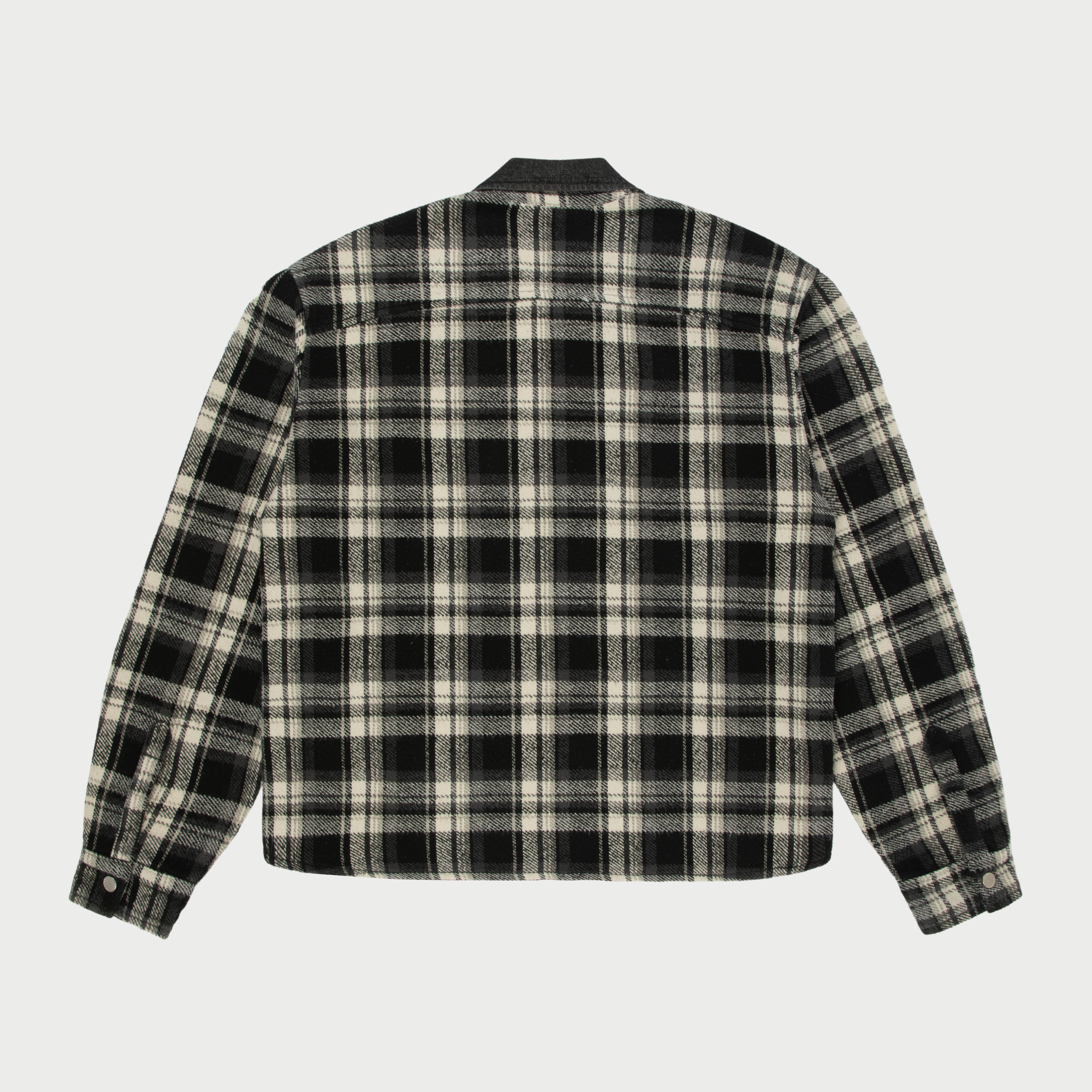 Plaid Zip Shirt Jacket (Black) – CHERRY LA