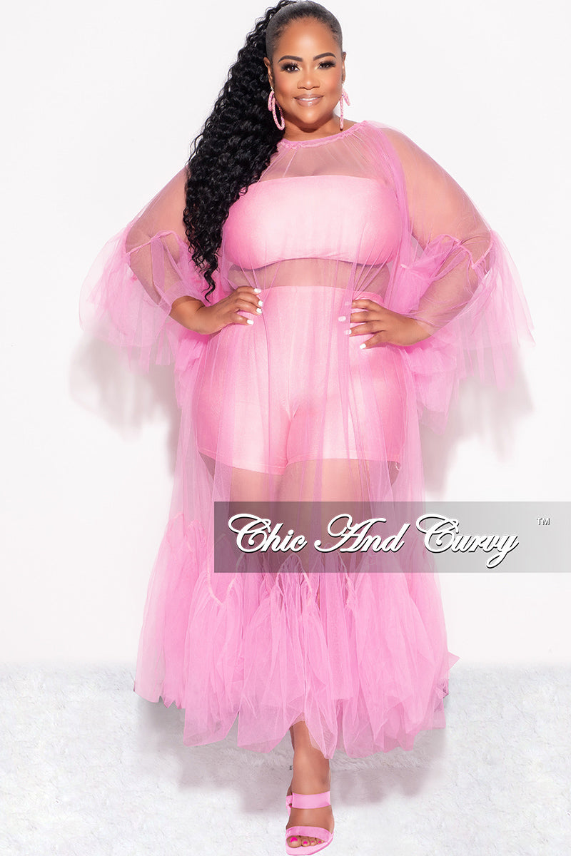Final Sale Plus Size 3pc Tube Top, Shorts and Sheer Tulle Dress in