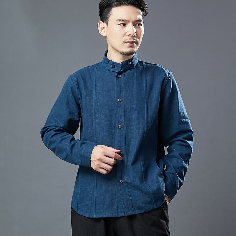 カジュアル木ボタンチャイナシャツ（ シャツ）｜チャイナカジュアル