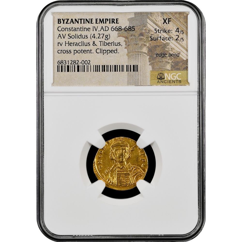 Constantine IV Byzantine Gold Solidus NGC XF - CV Coin