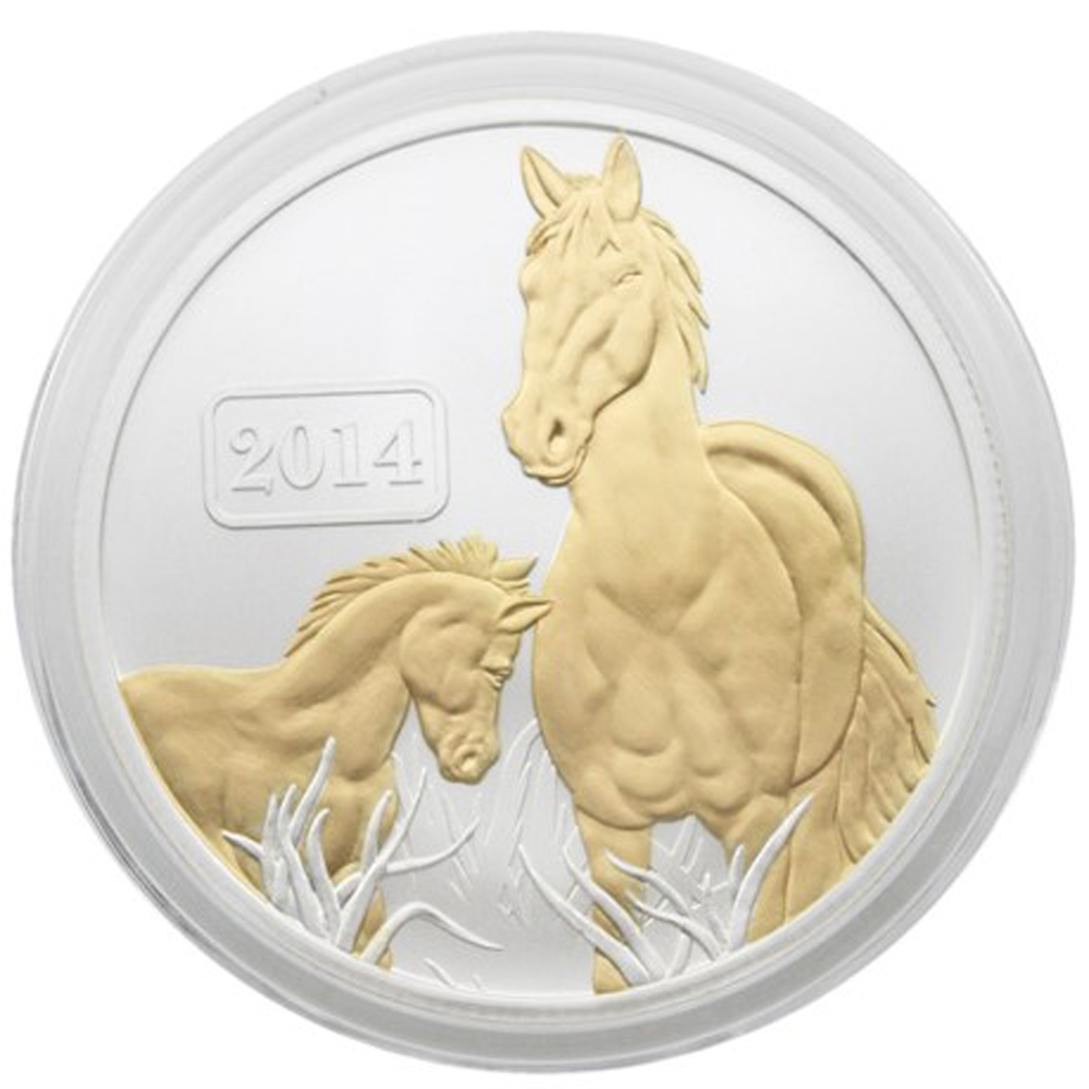 2014 Year of the Horse Gilded Silver 1 oz Tokelau - CV Coins