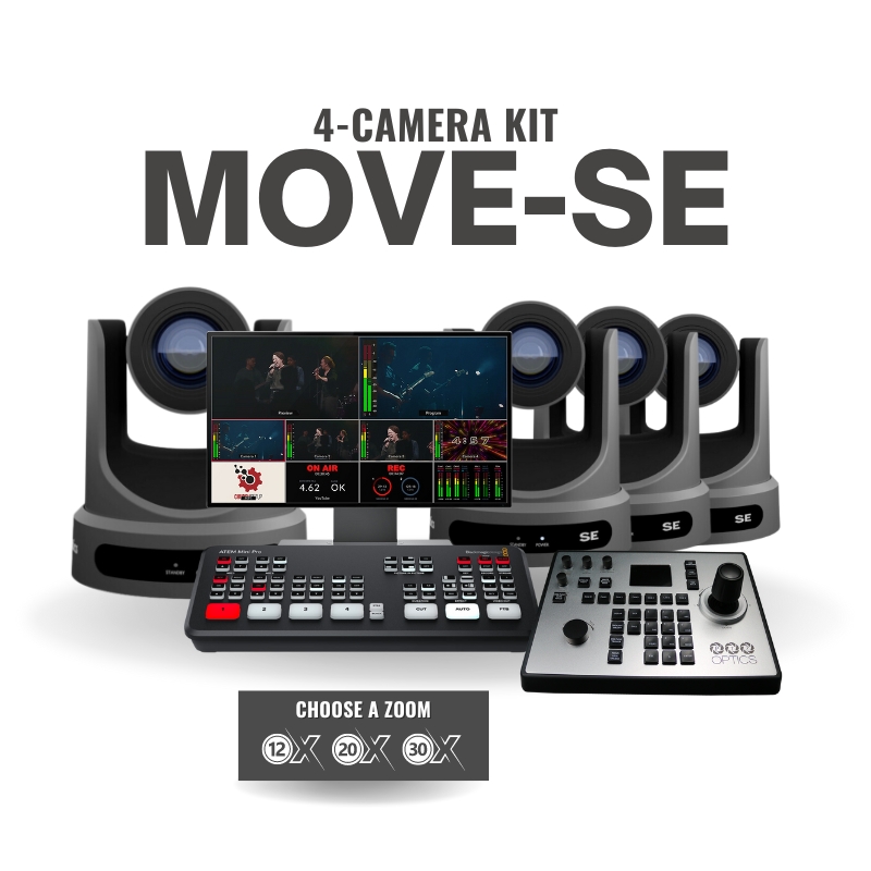 Move-SE 4-Camera PTZ Streaming Kit | ATEM Mini Pro - Church Live