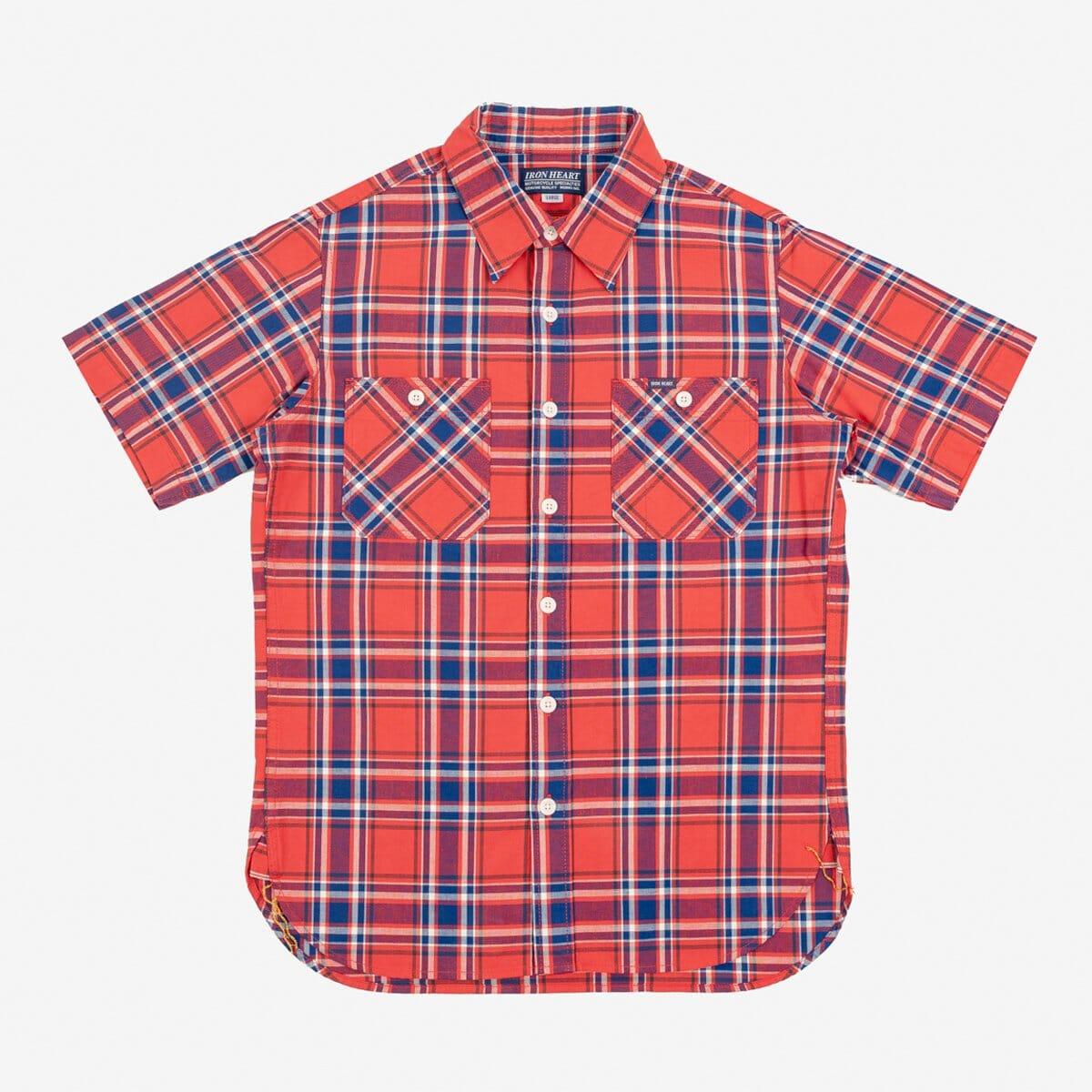 Iron Heart - IHSH-360-RED - 5oz Selvedge Madras Check Short Sleeve