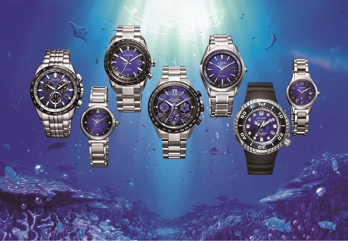 静寂の海をテーマに構造色文字板※1が、深く静かに青く輝く海を表現した