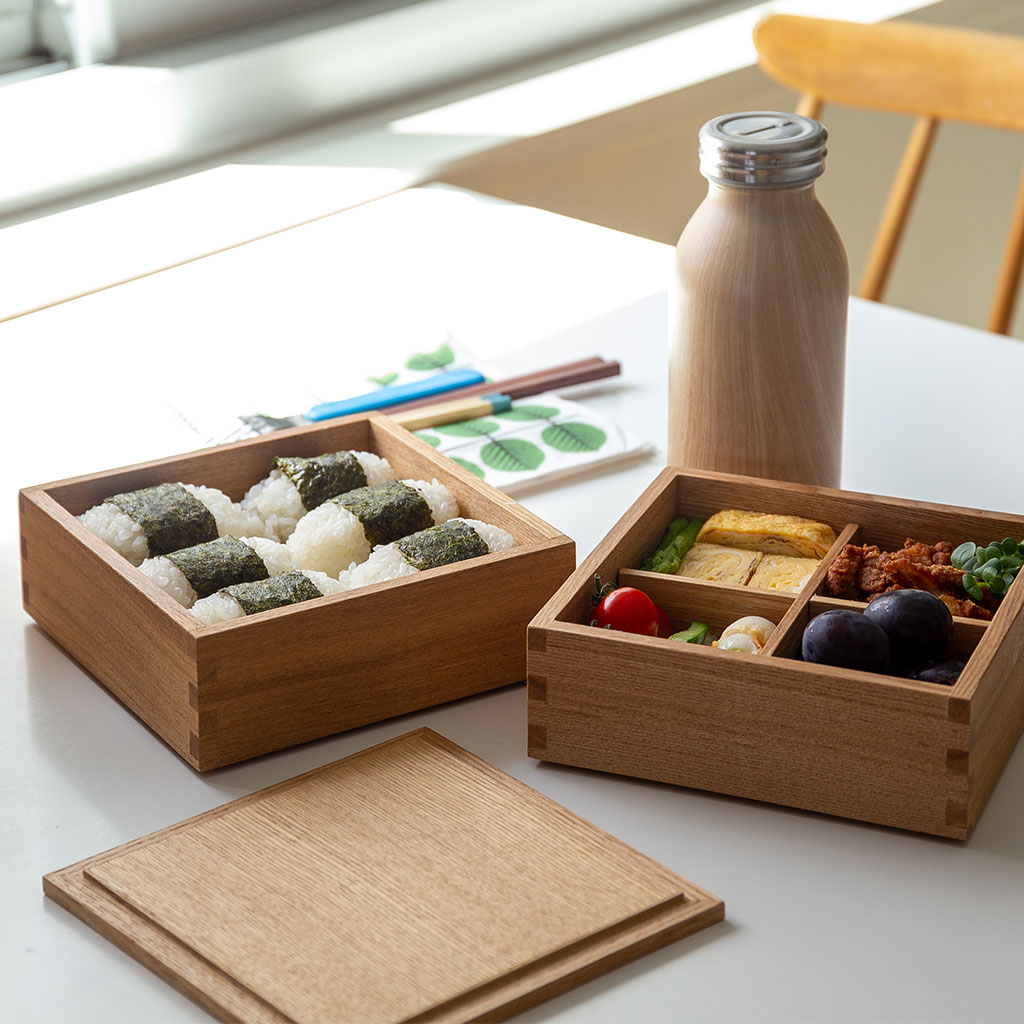 松屋漆器店｜白木塗タモ ナチュラル［5寸］二段重箱 COMFOTA 北欧雑貨店