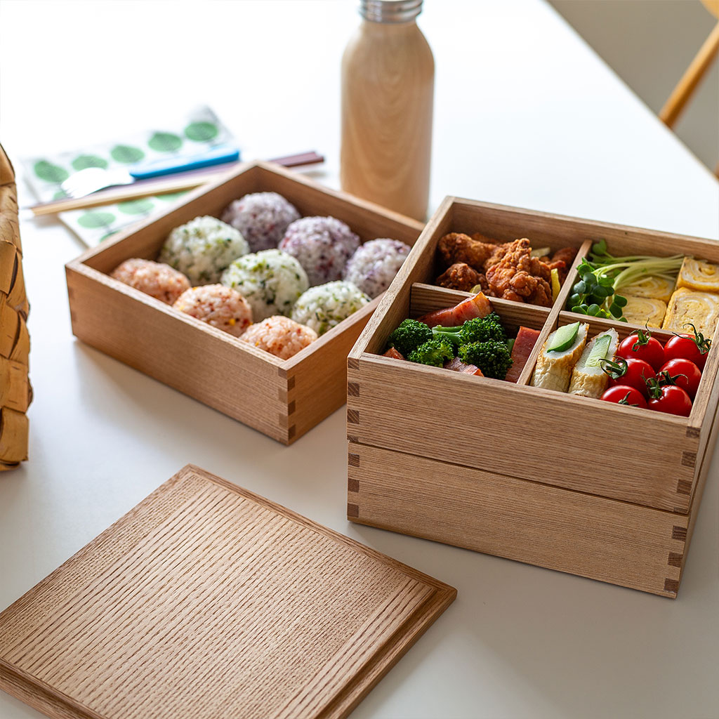 松屋漆器店｜白木塗タモ ナチュラル［6寸］二段重箱 COMFOTA 北欧雑貨店