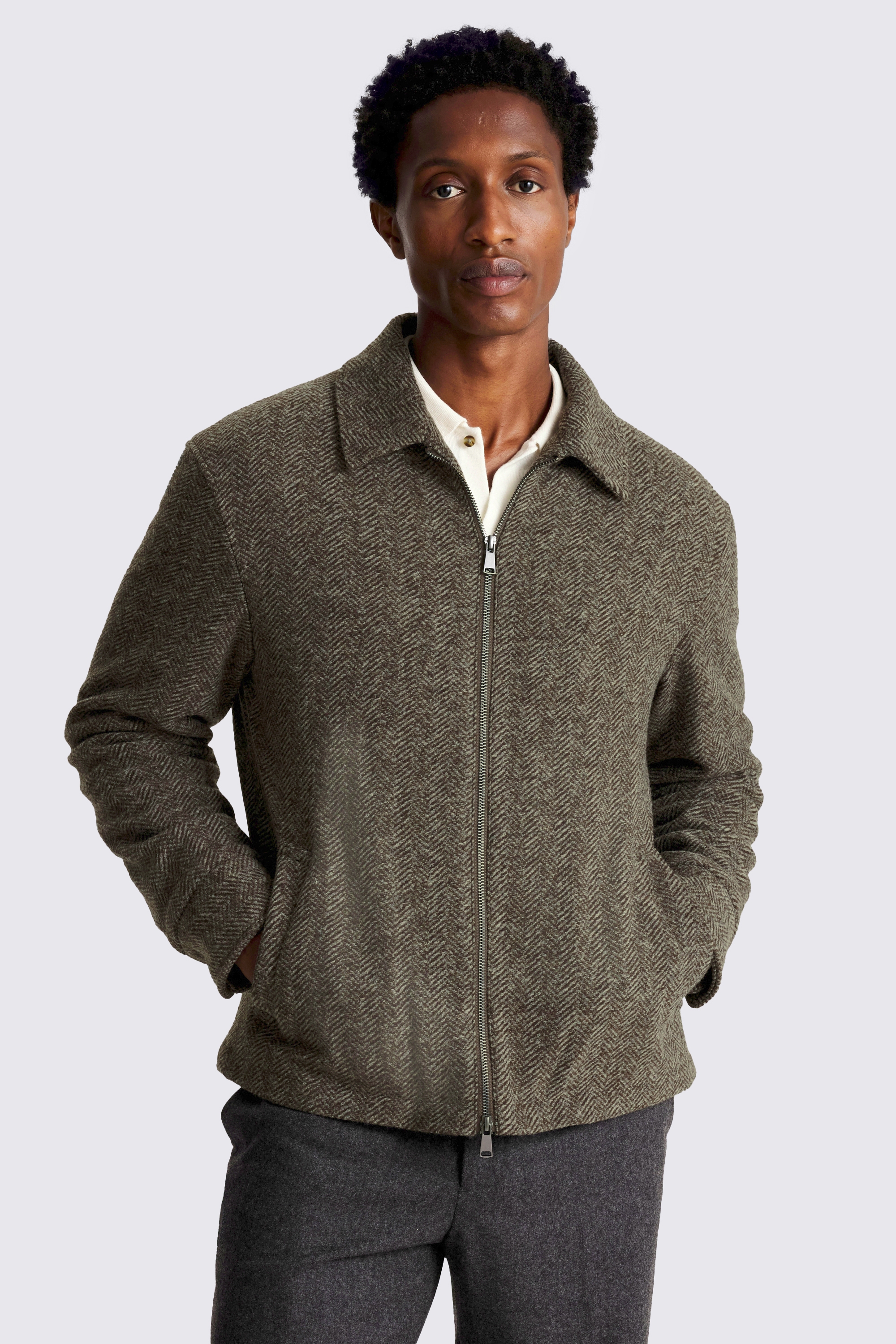 Brown Tweed Zip Jacket | Buy Online at Moss