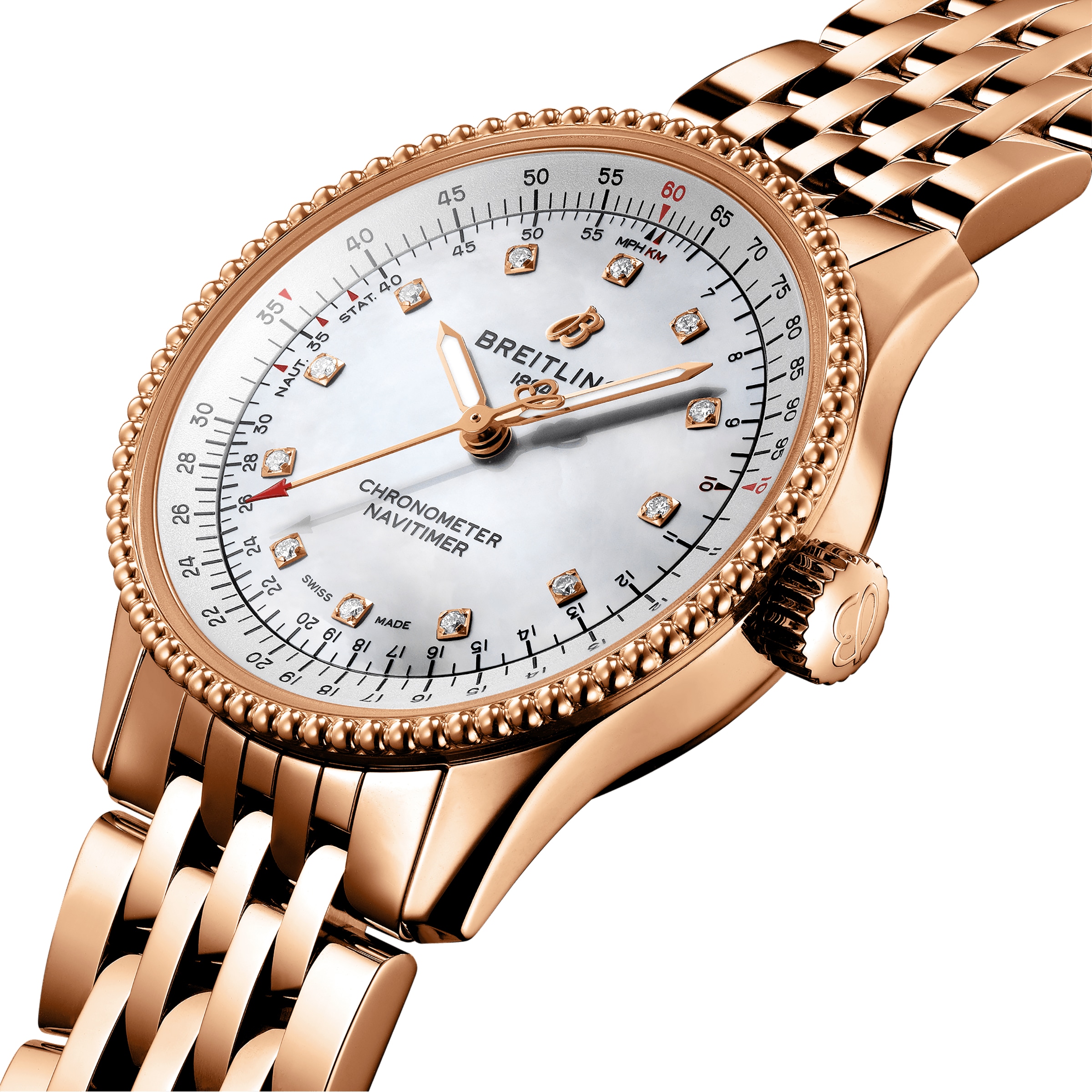 Breitling Navitimer Automatic 35 18ct Red Gold Mother of Pearl